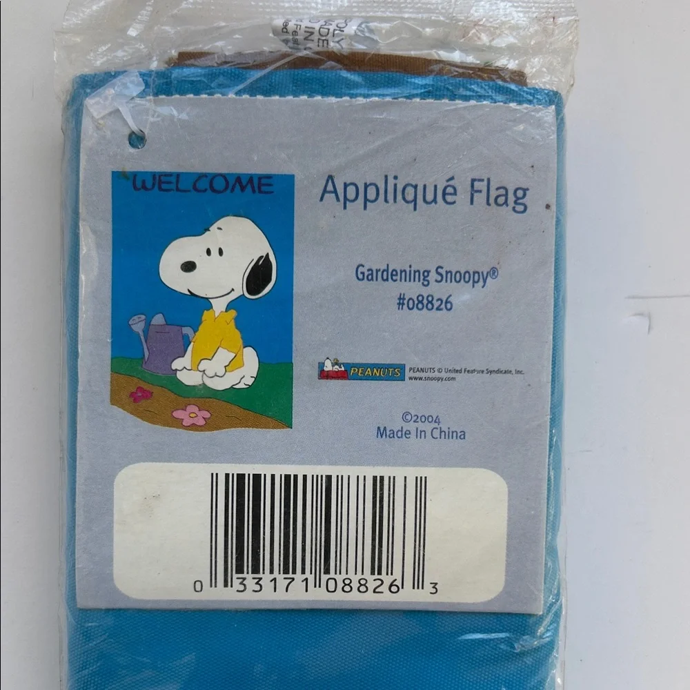 Vtg Peanuts Snoopy Welcome Gardening Spring Appliqué Flag 28”x40” Life’s Breeze - Picture 3 of 6